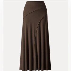 OGL EcoMousse Soft Stretchy Pull On Flared Maxi Skirt Espresso Size Large